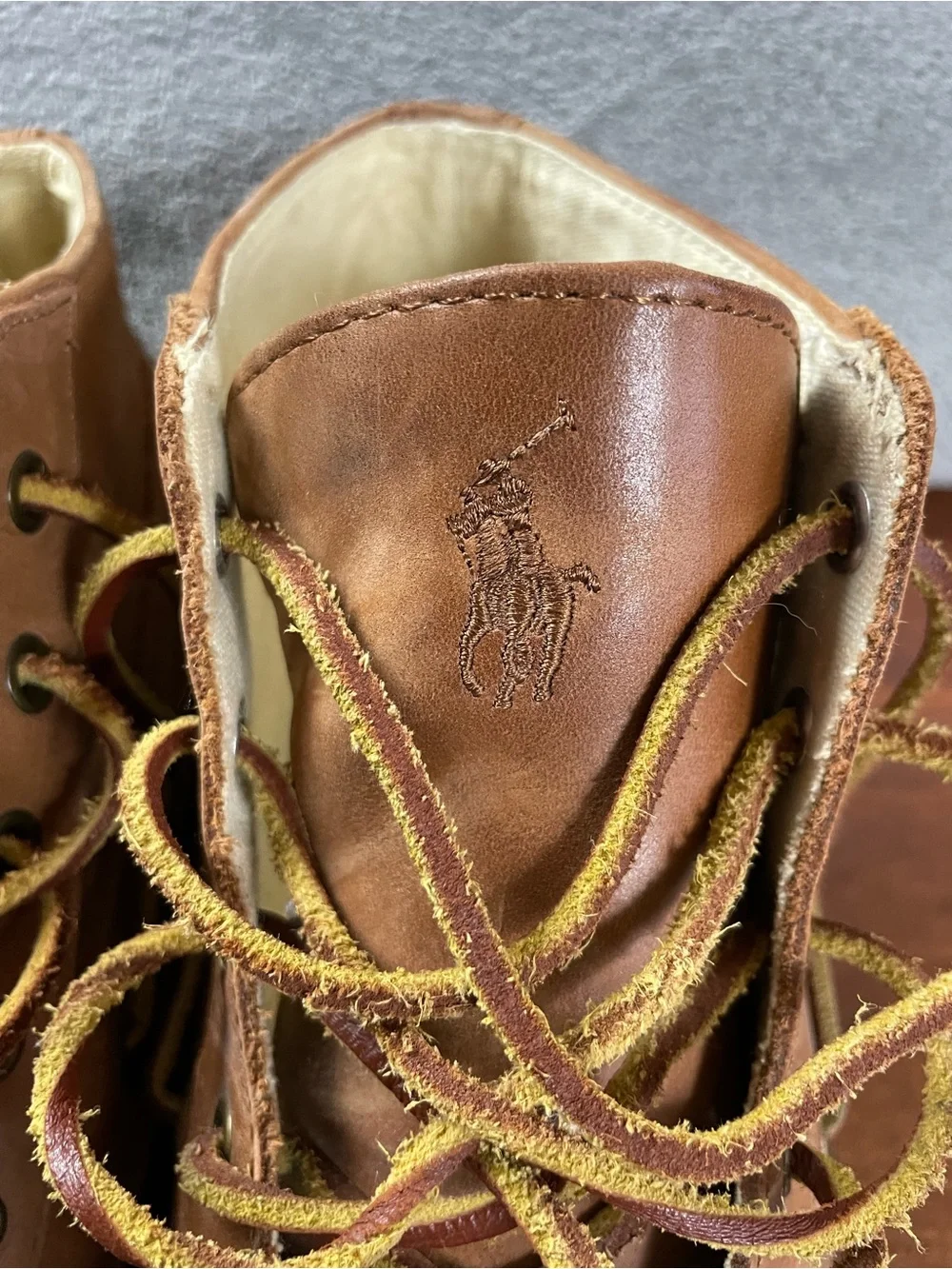 VTG Polo Ralph Lauren Brown Leather Chukka Boots Lace Up Comfort Men's US 10 D